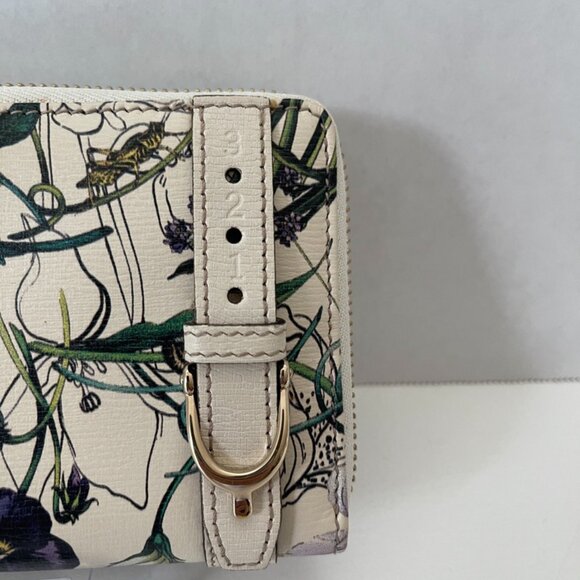 Gucci Flora Long Wallet Purse Zip-Around Leather Authentic *RARE* (169652) - Picture 4 of 8